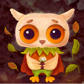 Совенок осенняя открытка