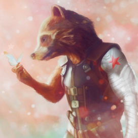 Rocket Raccoon Digital Drawing