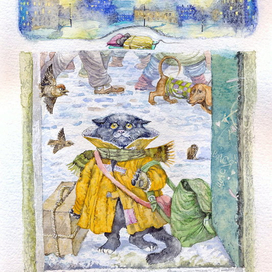 У подъезда.Опять в стол!