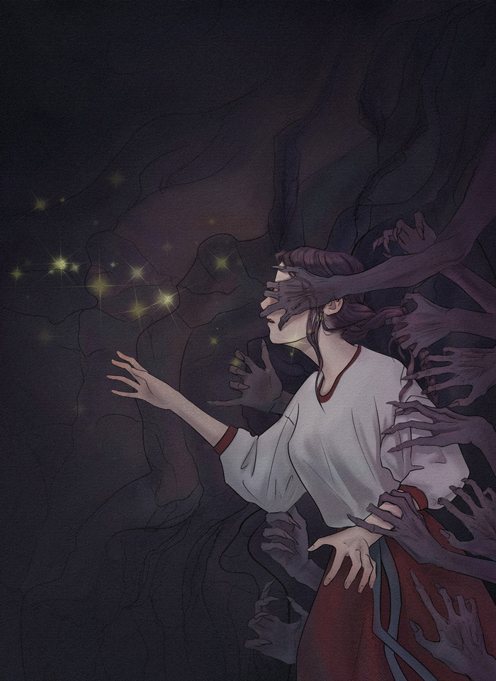 "Иди на голос". Иллюстрация для обложки.