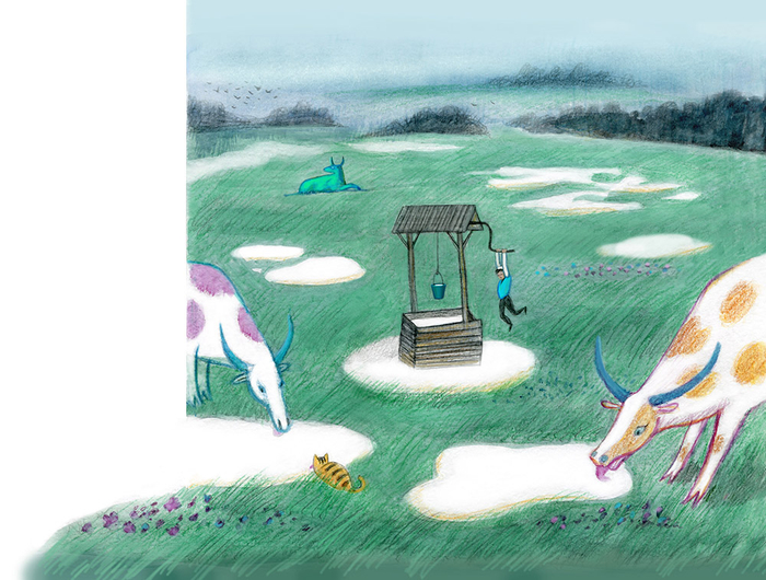 Иллюстрация к книге Исаака Башевиса-Зингера "Старейшины Хелма и ключ Генендл" 