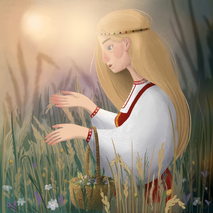 Иллюстрация для челленджа «Девять дев». Собирательница трав 