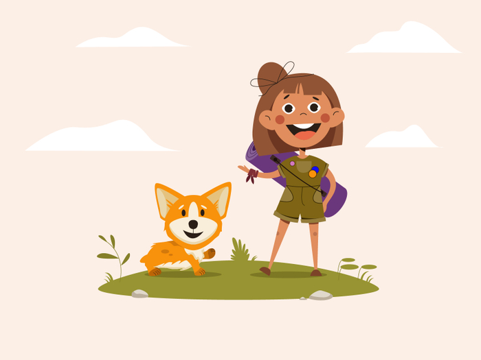 Girl with corgi