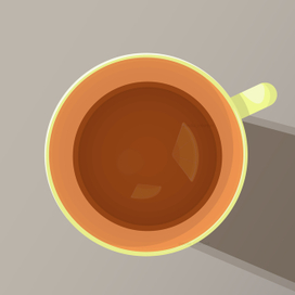 Чай с дольками лимона и имбиря в жёлтой чашке