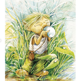 Малышка и капелька росы