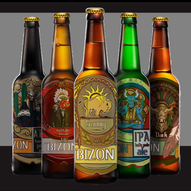 Иллюстрированные этикетки для алкогольных пивных напитков.  