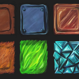 кожа, металл, дерево, шерсть, трава, кристалы