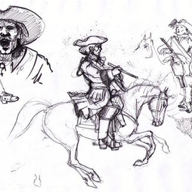 Бумажные солдатики. Барабанщик. Эскиз.