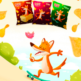 Иллюстрации и бренд персонаж для упаковки чипсов