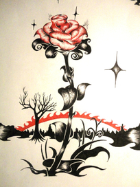 роза (первая работа тушью)