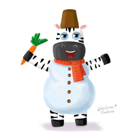 Зебра в  костюме снеговика