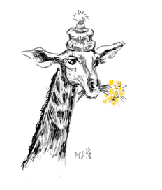 жираф с одуванами