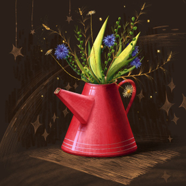 Лейка и букет