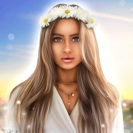 Девушка с ромашками