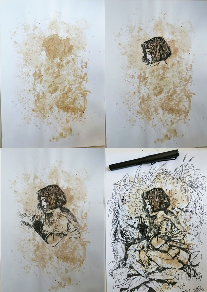 Этапы рис из пятна...