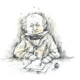 Акакий Акакиевмч Башмачкин. Иллюстрация к Н. В. Гоголю "Шинель"