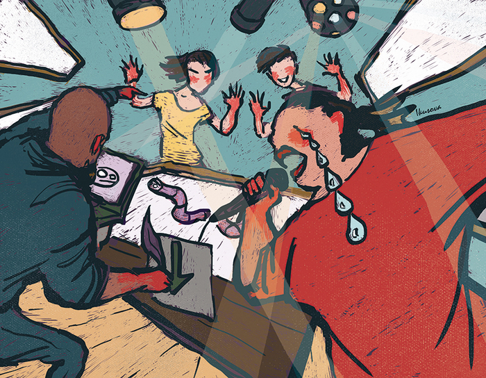 Аниматоры устали и поют ("Гусеница едет в ад")