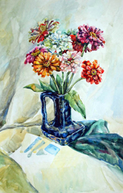 Пестрый букетик циний