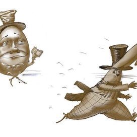 Эскизы образов Шалтая-Болтая и Кролика