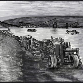 Взорванный мост в районе г.Рыбница (МССР) немецко-румынскими войсками. весна  1944 г.