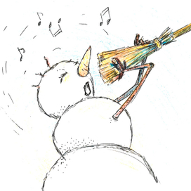 Снеговик в хорошем настроении