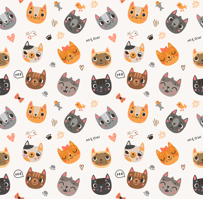 Бесшовный паттерн с котятами