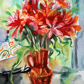 Лилии. этюд.