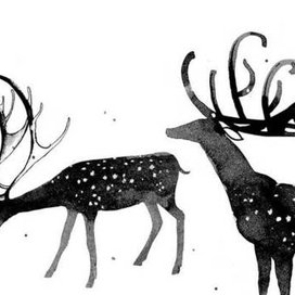 Олени. Иллюстрации к сборнику стихов о тайге. 