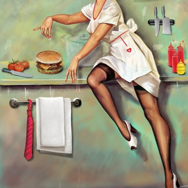 Иллюстрация пин ап для бара плакат