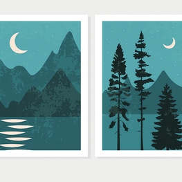 4 открытки с пейзажем