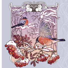 Снегири с рябиной