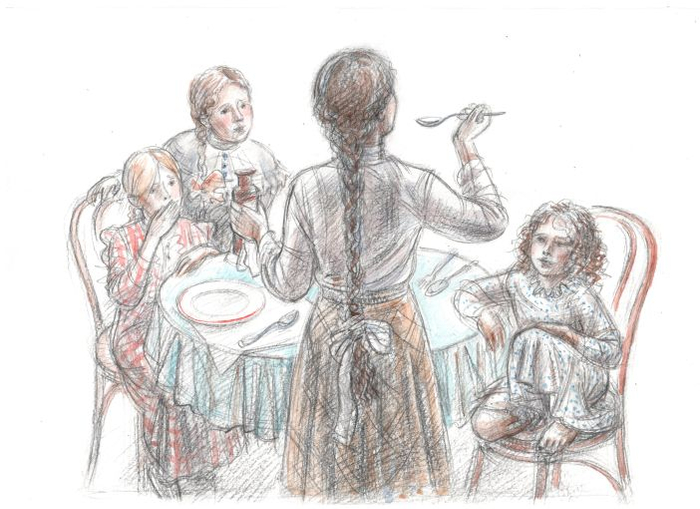 "Динка" В. Осеева. Иллюстрация