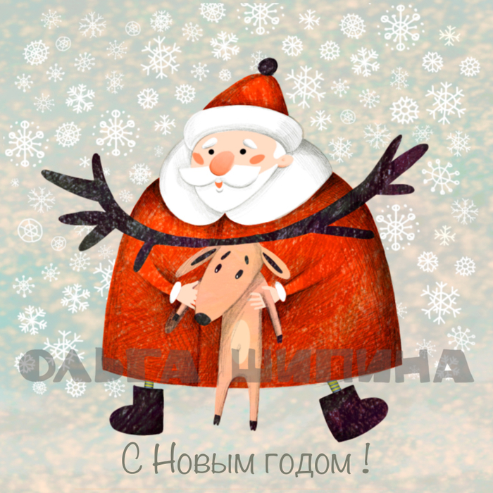 Дед Мороз с оленем