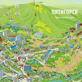 Рисованная туристическая карта Пятигорска