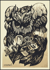 old owl / blackwork