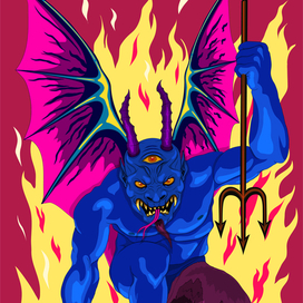 Ретро арт дьявол