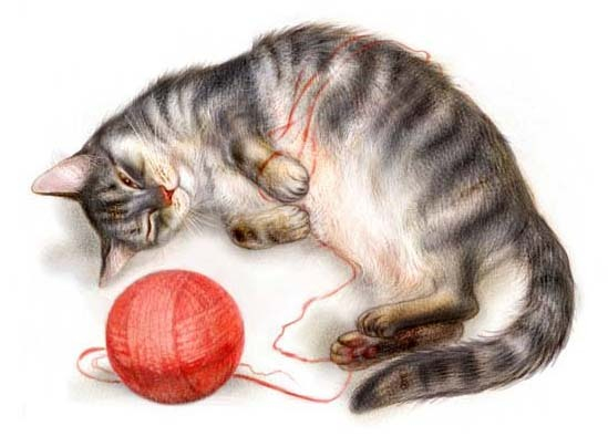 Кошка с клубочком