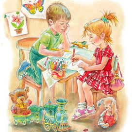 Дети рисуют. К рассказу С. Георгиева.