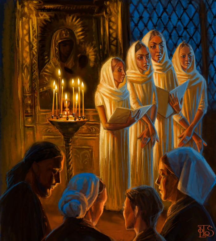 Иллюстрация к стихотворению "Девушка пела в церковном хоре"