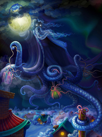 Дед мороз разносит детям подарки