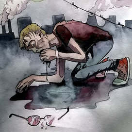 "я в лужах давился осколками битых очков"