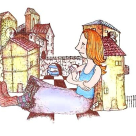 девица сидит