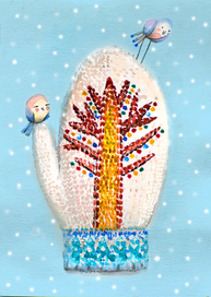 Новогодняя открытка. Варежка