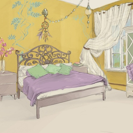 Эскиз интерьера спальни 