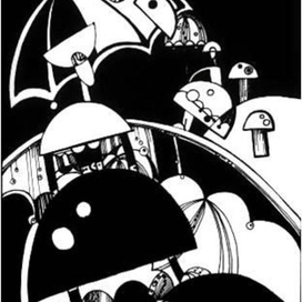 Девочки, зонтики, грибы