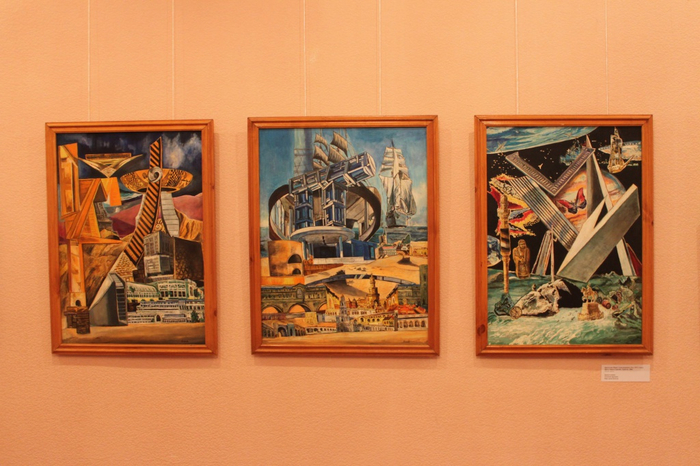 "Врата миров и времён"Триптих.Фантастика.Холст , масло.Живопись.Фото с персональной выставки в Вологодской картинной галерее.