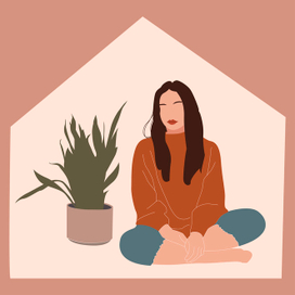 Девушка сидит дома