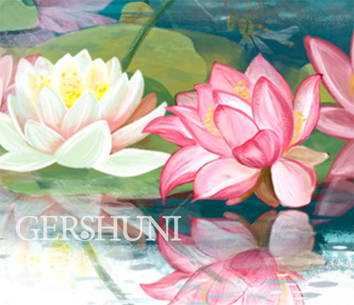 Нимфеи и стрекозы (фрагмент)