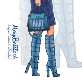 Модная иллюстрация скетч маркерами