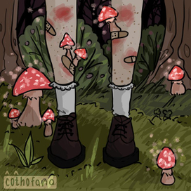 Ноги девушки и грибы
